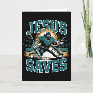 Christian Hockey Jesus Saves Hockey Goalie Humor R Card