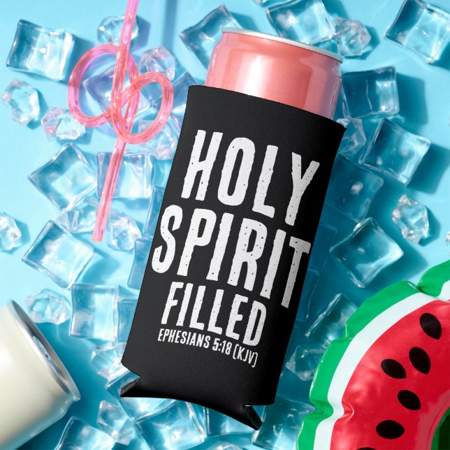 Christian "HOLY SPIRIT Filled" Black and White Seltzer Can Cooler (In Situ Summer)