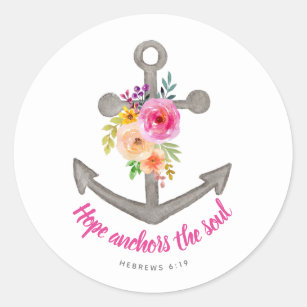 Christian Hope Anchors The Soul Verse Floral Classic Round Sticker