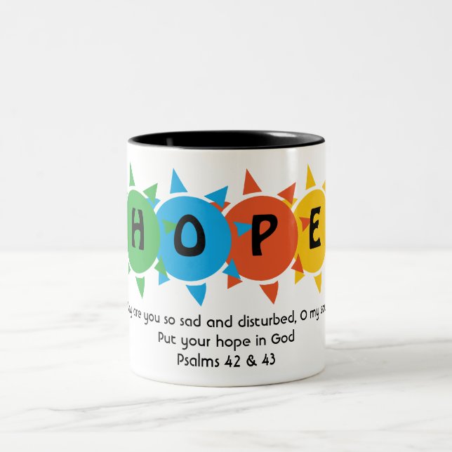 Christian HOPE IN GOD Suicide Prevention CUSTOM Two-Tone Coffee Mug (Center)