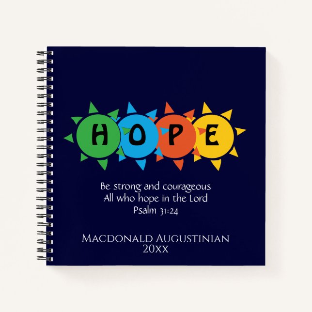 Christian HOPE IN THE LORD Customizable PSALM 31 Notebook (Front)