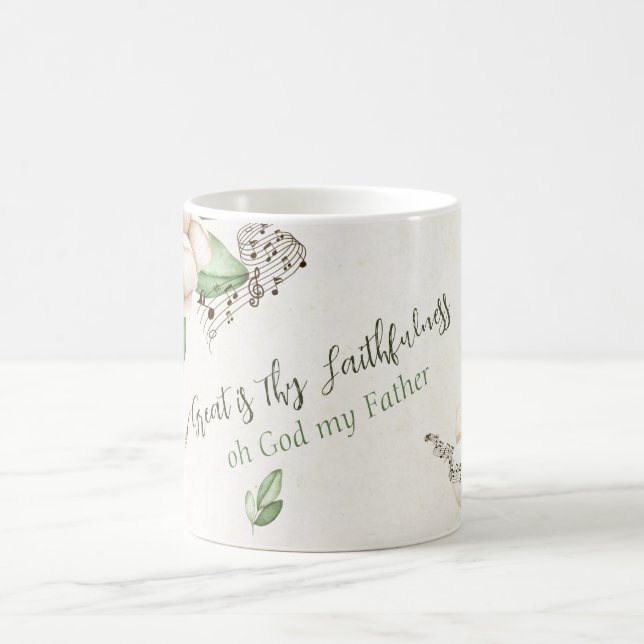 Christian Hymn Magnolia Script Watercolor Coffee Mug (Center)