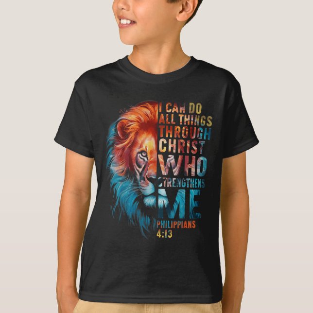Christian I Can Do All Thing Through Christ Lion F T-Shirt (Front)