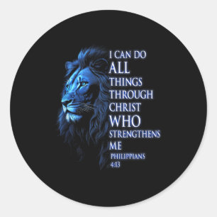 Christian I Can Do All Things Through Christ Lion  Classic Round Sticker