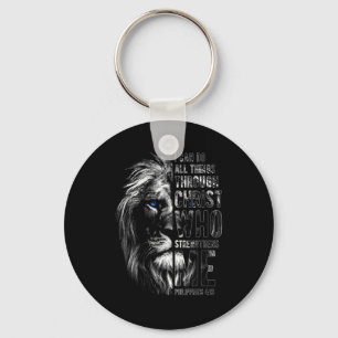 Christian I Can Do All Things Through Christ Lion Keychain