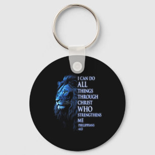 Christian I Can Do All Things Through Christ Lion Keychain