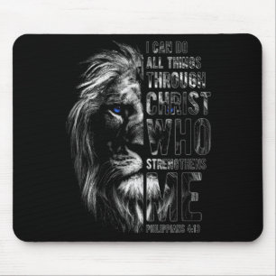 Christian I Can Do All Things Through Christ Lion  Mouse Pad