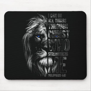 Christian I Can Do All Things Through Christ Lion Mouse Pad