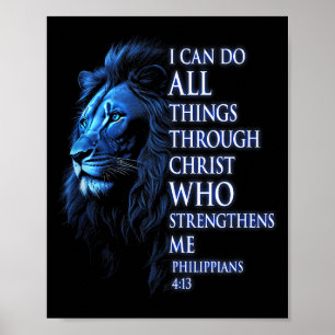 Christian I Can Do All Things Through Christ Lion  Poster