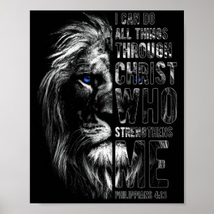 Christian I Can Do All Things Through Christ Lion  Poster