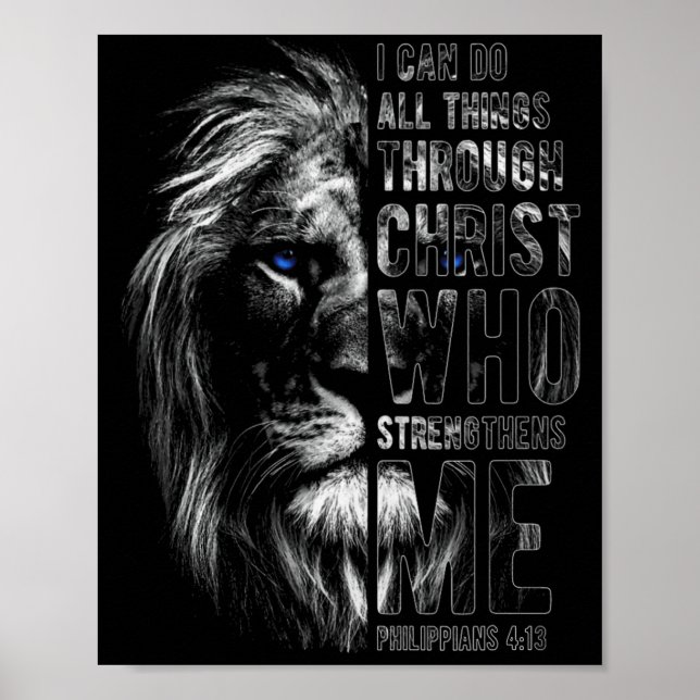 Christian I Can Do All Things Through Christ Lion  Poster (Front)