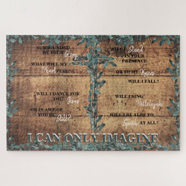 Christian I can Only Imagine Lyrics Foliage Wood Jigsaw Puzzle (Horizontal)