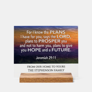 Christian I KNOW THE PLANS Jeremiah 29v11 Acrylic Sign