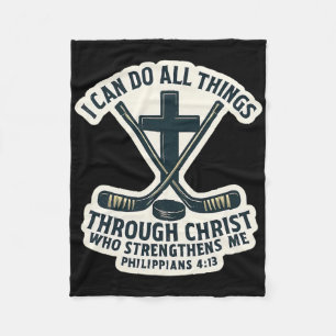 Christian Ice Hockey Bible Verse Quote Philippians Fleece Blanket