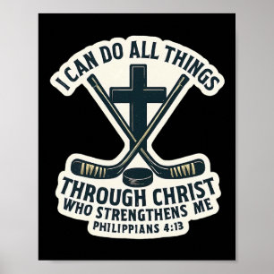 Christian Ice Hockey Bible Verse Quote Philippians Poster