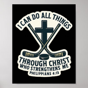 Christian Ice Hockey Bible Verse Quote Philippians Poster
