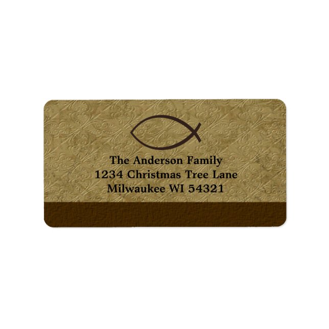 Christian Ichthys Fish Symbol Label (Front)