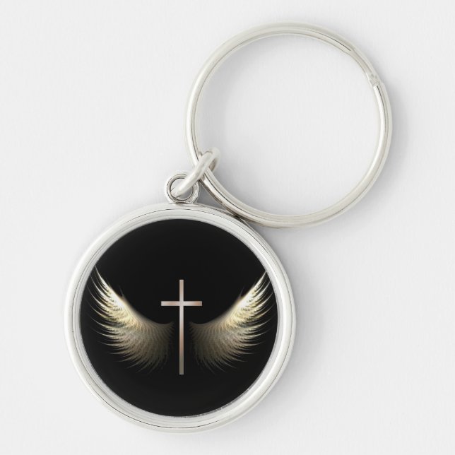 Christian Inspiration Holy Spirit Wings with Cross Keychain (Front)