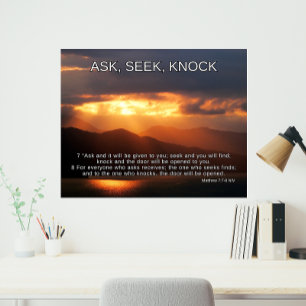Christian Inspiration, Seek God, Matthew 7 7-8 Photo Print