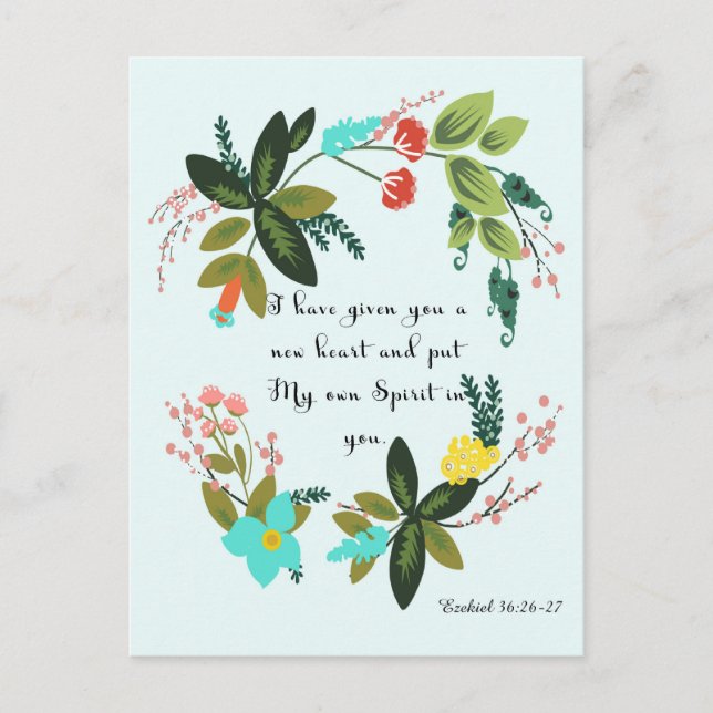 Christian inspirational Art - Ezekiel 36:26-27 Postcard (Front)