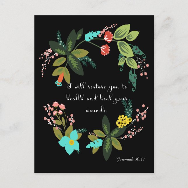 Christian inspirational Art - Jeremiah 30:17 Postcard (Front)