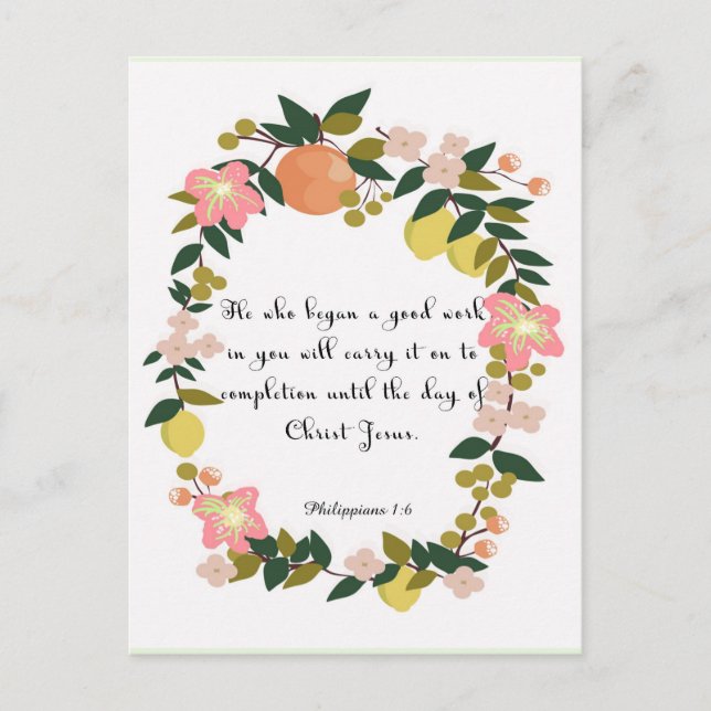 Christian inspirational Art - Philippians 1:6 Postcard (Front)