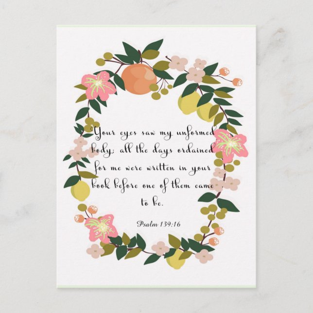 Christian inspirational Art - Psalm 139:16 Postcard (Front)