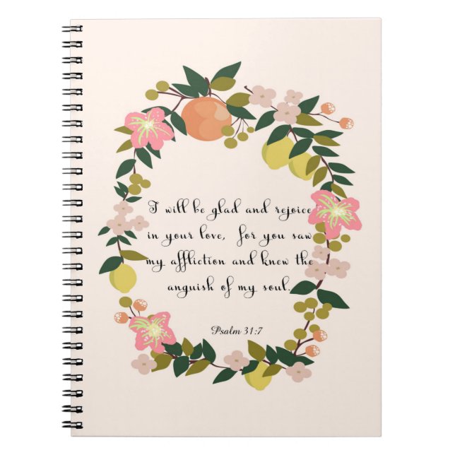 Christian inspirational Art - Psalm 31:7 Notebook (Front)