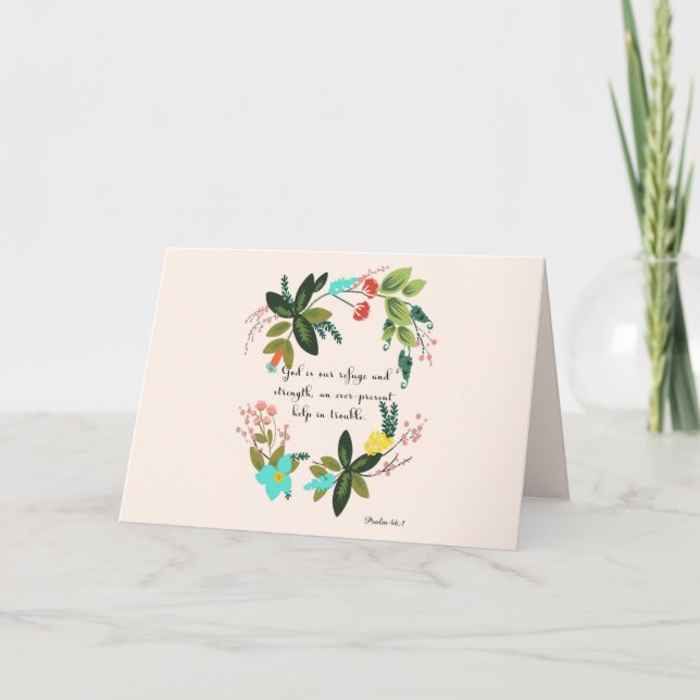 Christian inspirational Art - Psalm 46:1 Holiday Card (Front)
