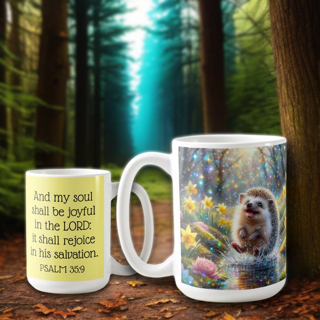 Christian Inspirational Psalms Whimsical Hedgehog  Coffee Mug (Creator Uploaded)