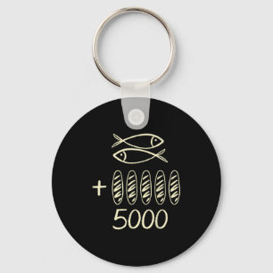 Christian jesus 2 fishes 5 breads feeds 5000 men keychain
