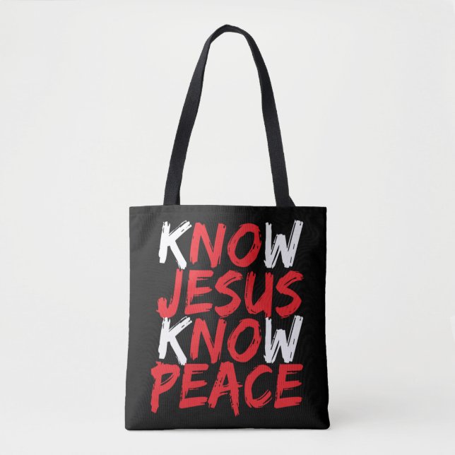 Christian Jesus Bible Verse Scripture Know Jesus K Tote Bag (Front)