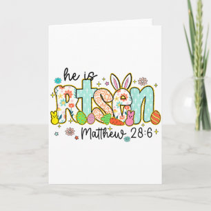 Christian Jesus Bunny Eggs Easter He Is Risen Matt Card