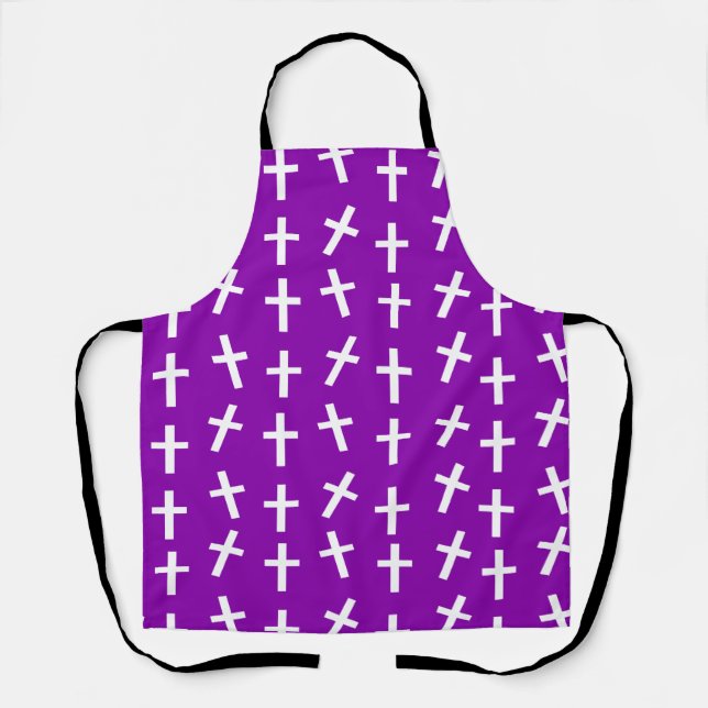 Christian Jesus cross purple pattern Apron (Front)