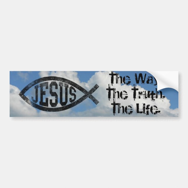 Christian Jesus Fish, Black Ichthys Bumper Sticker (Front)