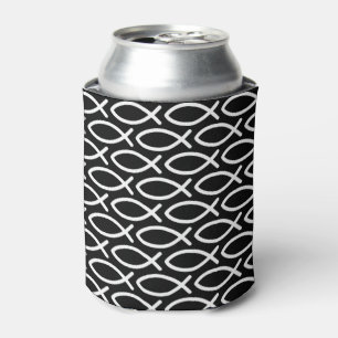 Christian Jesus Fish Pattern Black Can Cooler