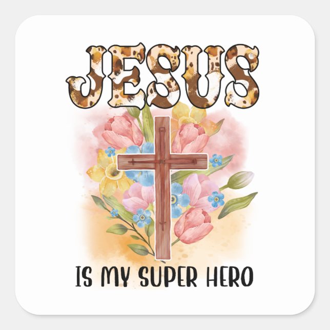 Christian Jesus God Customize Bible Verse Square Sticker (Front)