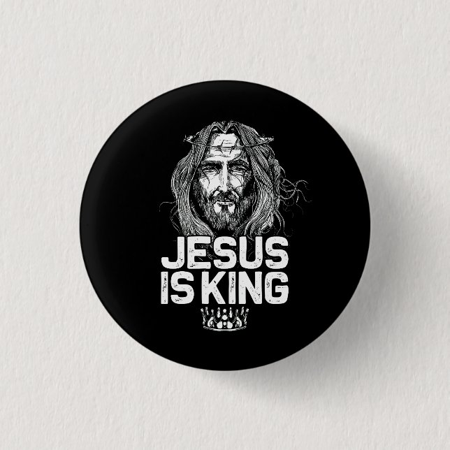 Christian Jesus Is King Design Crown Christ Team J 1 Inch Round Button (Front)