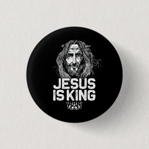 Christian Jesus Is King Design Crown Christ Team J 1 Inch Round Button