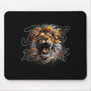 Christian Jesus Is King With Striking Lion Of Juda Mouse Pad