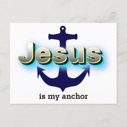 Christian Jesus is my Anchor | Blue and White Postcard