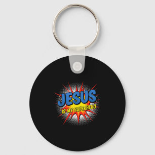 Christian Jesus Is My Superhero Comic P Art Keychain
