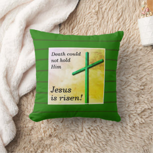 Christian JESUS IS RISEN Cross Easter Throw Pillow