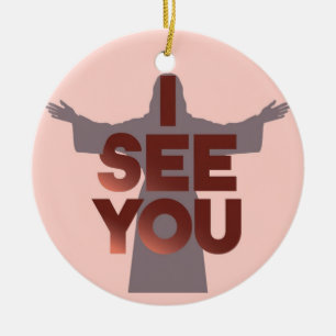 Christian Jesus is Watching you, Jesus I See You Ceramic Ornament