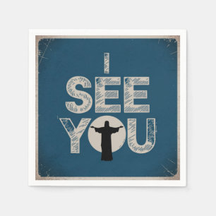 Christian Jesus is Watching you, Jesus I See You Napkin
