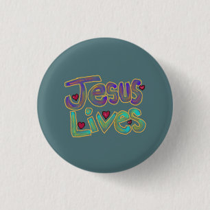 Christian Jesus Lives Cute  1 Inch Round Button
