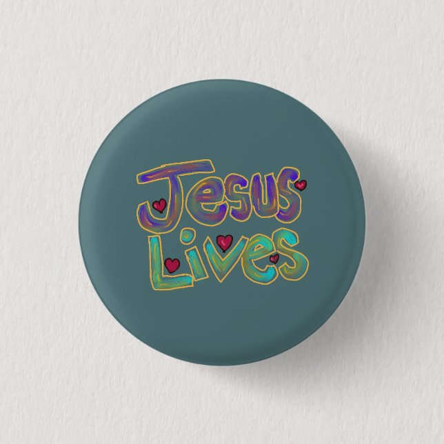 Christian Jesus Lives Cute  1 Inch Round Button (Front)