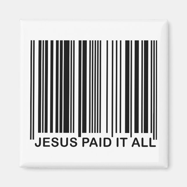 Christian Jesus Paid It All Salvation Bar Code UPC Magnet (Front)