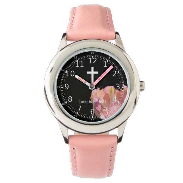 Christian Jewellery for Women and Girls - Flower Watch (Front)