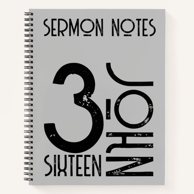 Christian John 3:16 Minimal Typography Sermon  Notebook (Front)